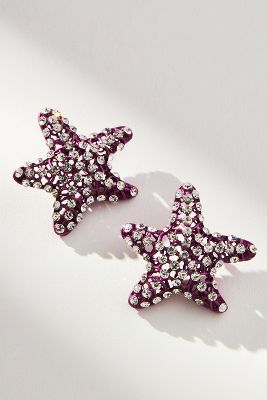 Shop By Anthropologie Crystal Starfish Post Earrings In Purple