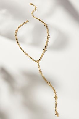Shop By Anthropologie Drippy Crystal Y-neck Necklace In Gold