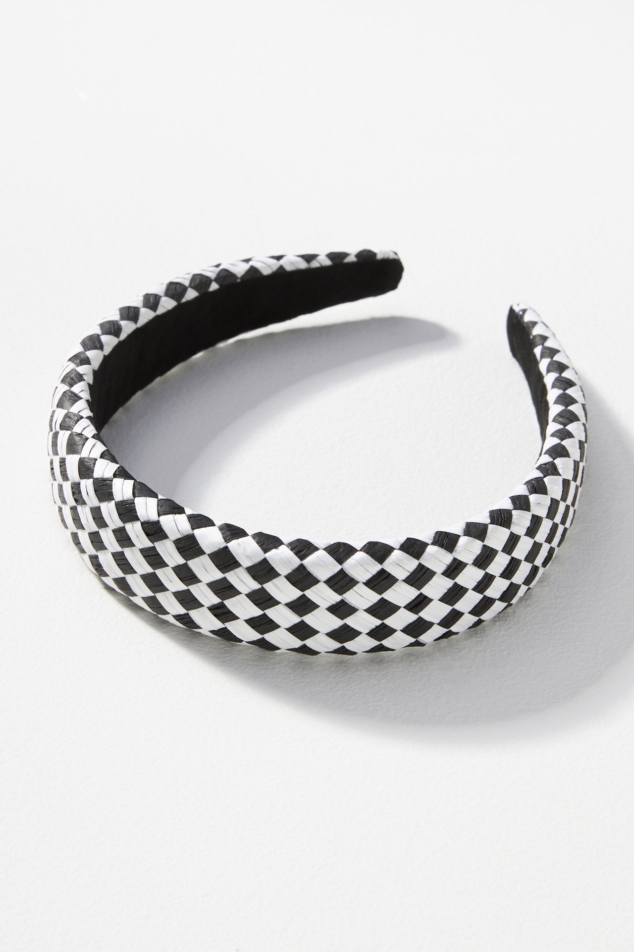 Raffia Houndstooth Puffy Headband