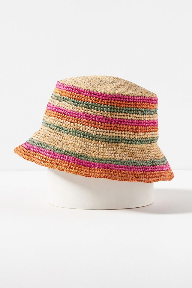 Bold Stripe Straw Bucket Hat #2