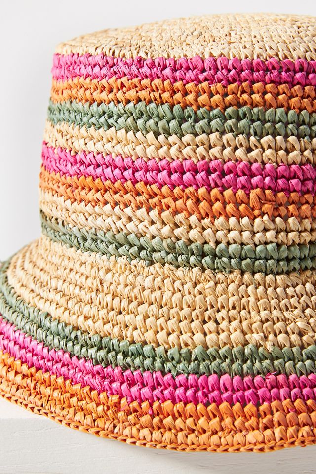 Bold Stripe Straw Bucket Hat #3