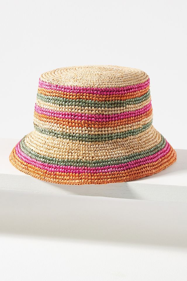 Bold Stripe Straw Bucket Hat | Anthropologie