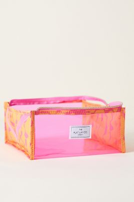 The Flat Lay Co. Open Flat Makeup Jelly Box Bag In Pink