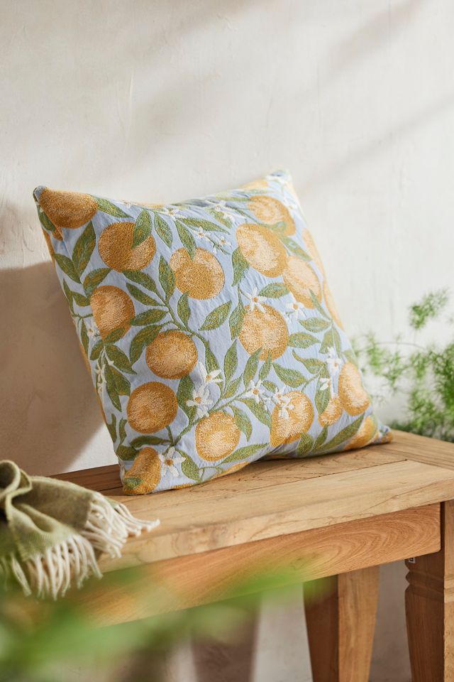 Orange Floral Outdoor Pillow #2