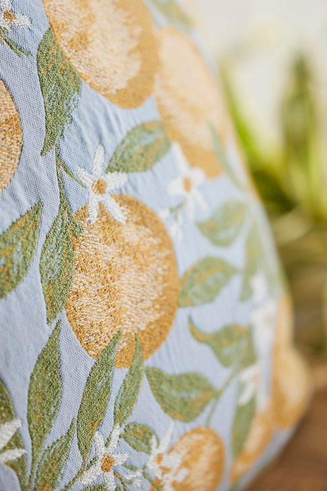 Orange Floral Outdoor Pillow #1
