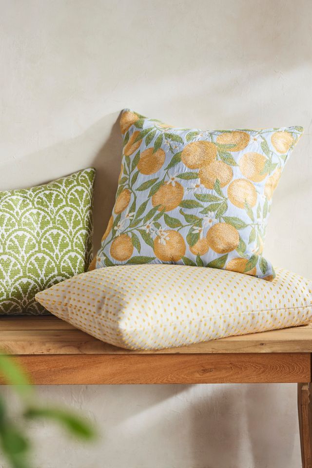 Orange Floral Outdoor Pillow #3
