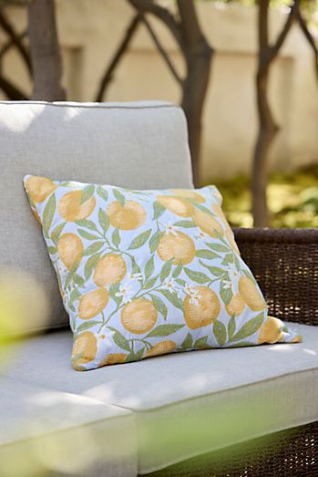 Orange Floral Outdoor Pillow