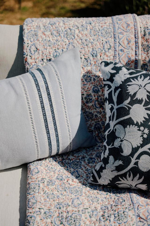 Blue Stripe Outdoor Pillow #3