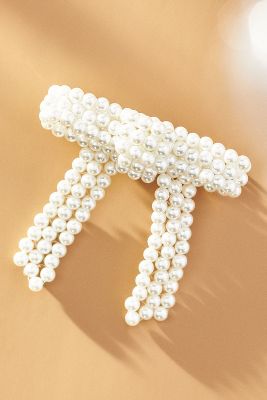 By Anthropologie Pearl Bow Barrette In White