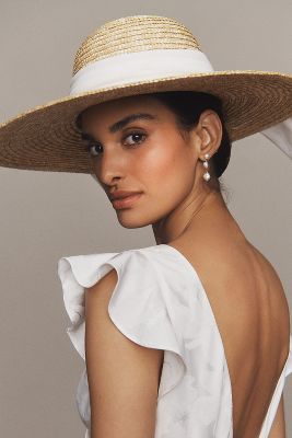 Shop Wyeth Bow Straw Hat In White