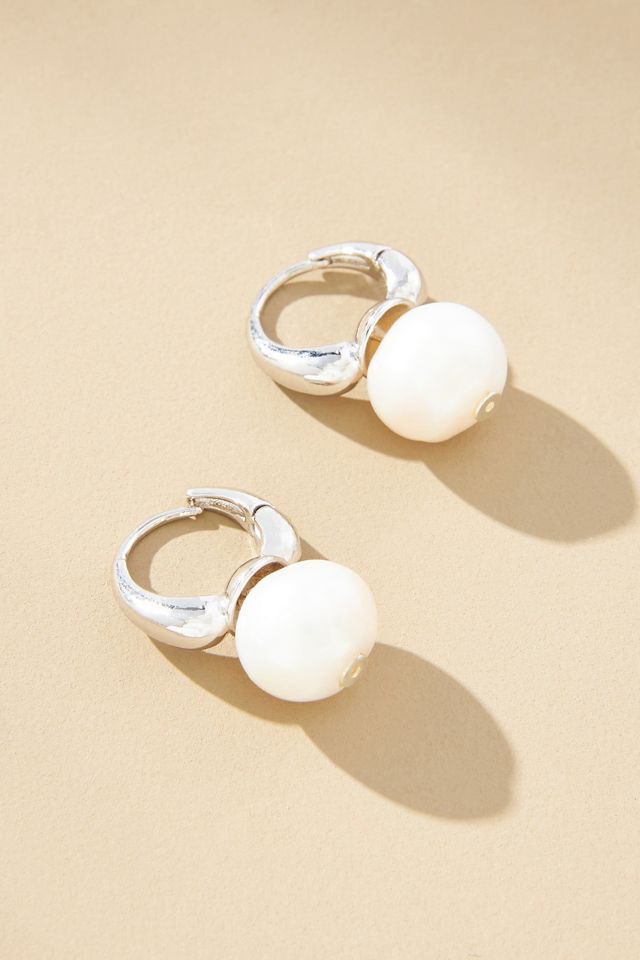 Pearl Huggie Hoop Earrings | Anthropologie