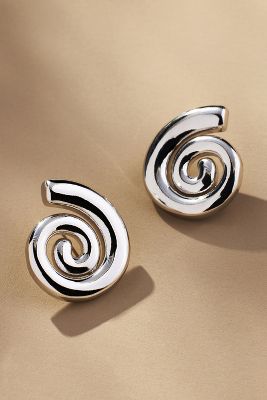 Shop By Anthropologie Swirl Shell Post Earrings In Silver