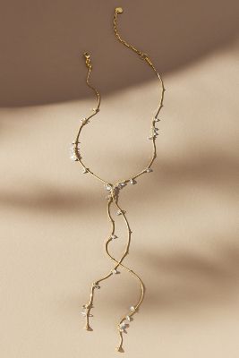 By Anthropologie Pearl Beaded Lariat Necklace In Gold