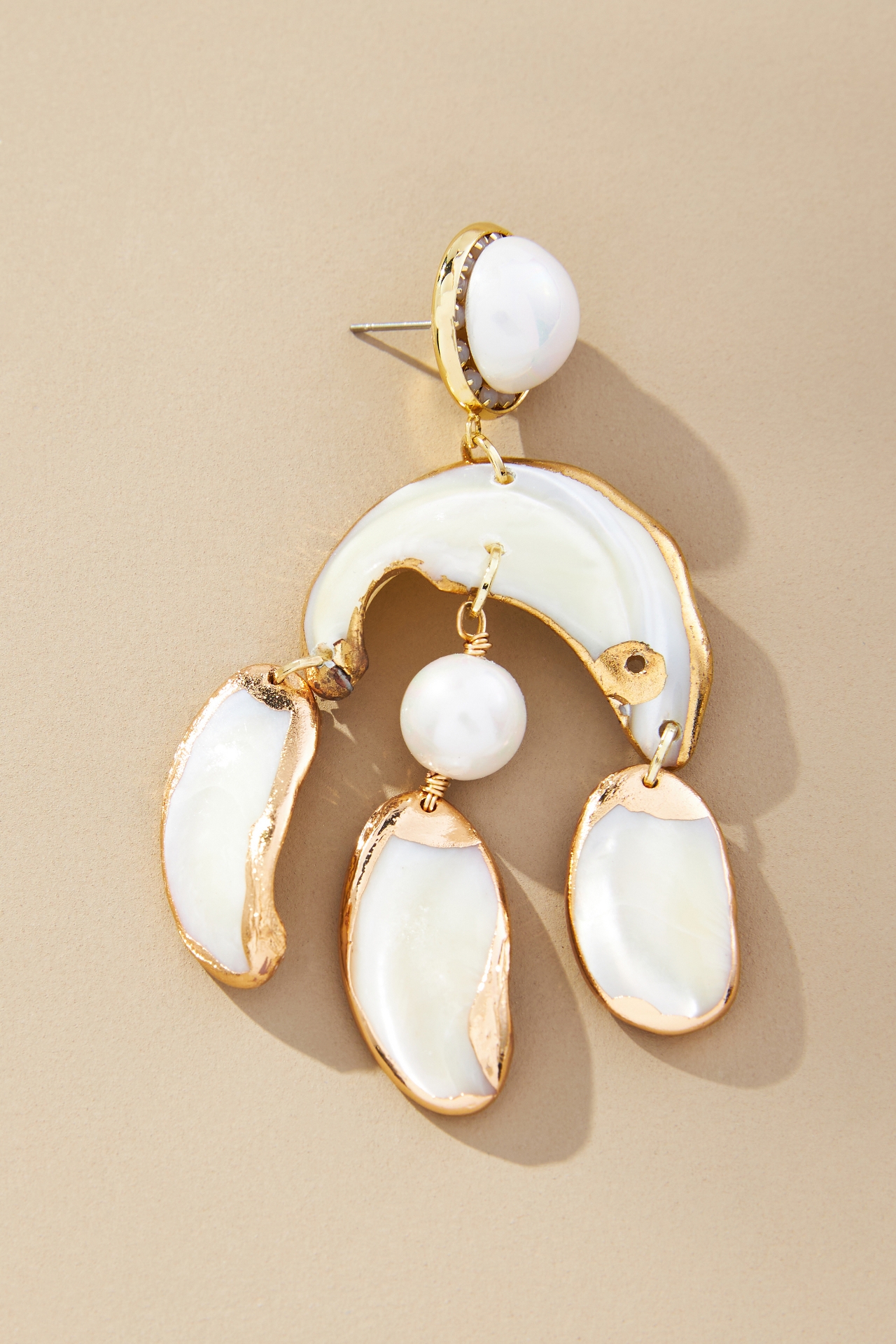 Pearl Enamel Chandelier Drop Earrings