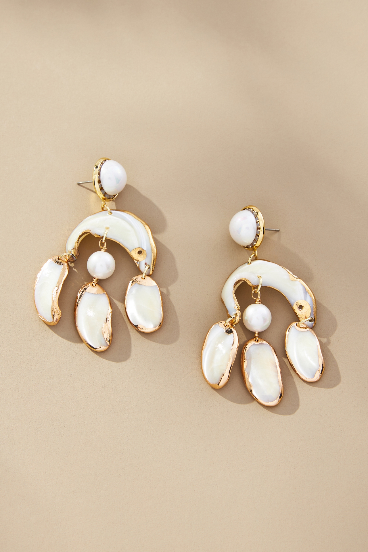 Pearl Enamel Chandelier Drop Earrings