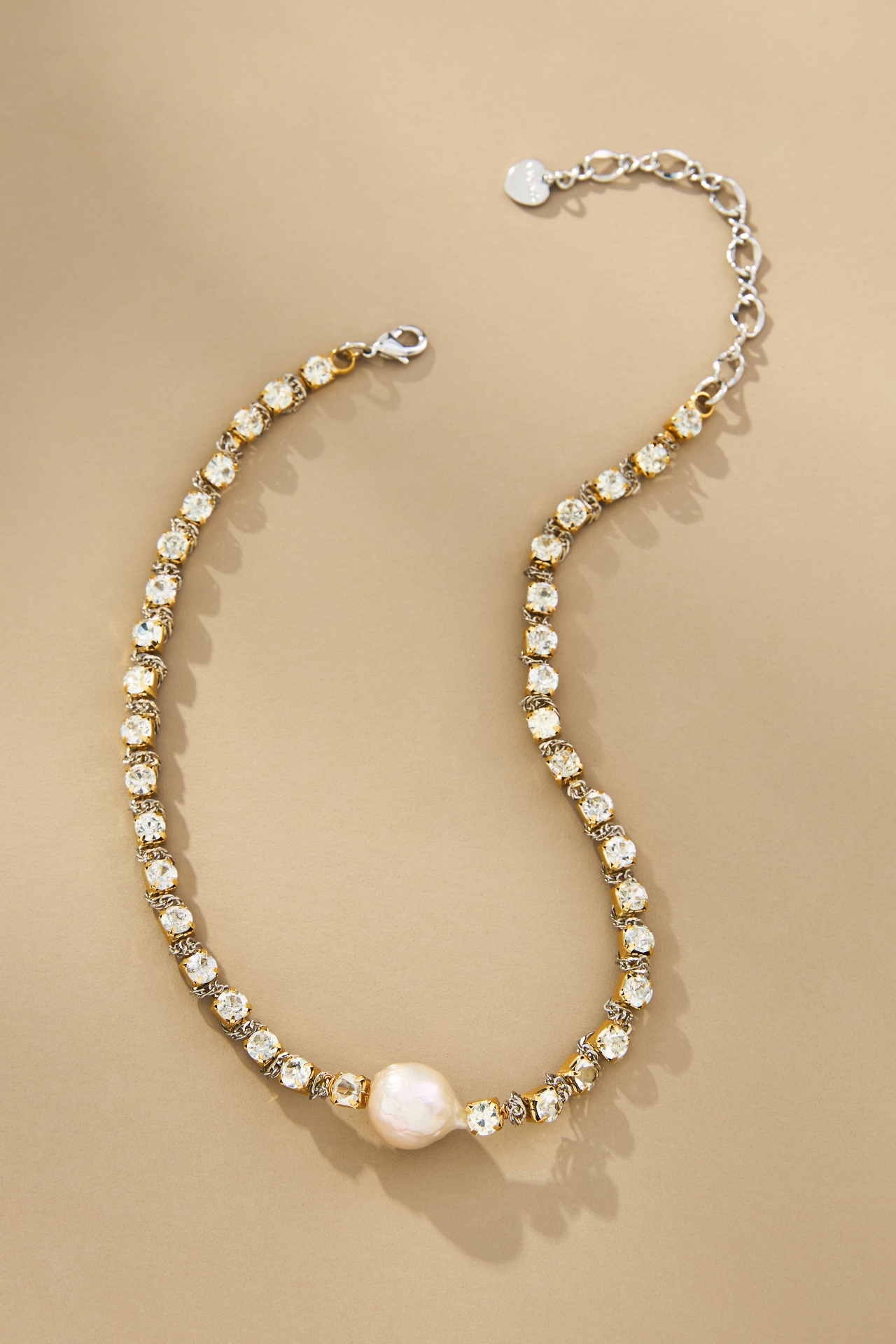 Pearl Crystal Chain Necklace