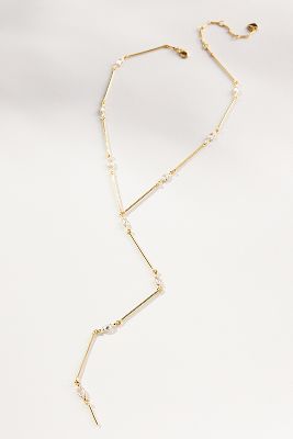 Shop By Anthropologie Spaced Crystal Y-neck Necklace In Gold