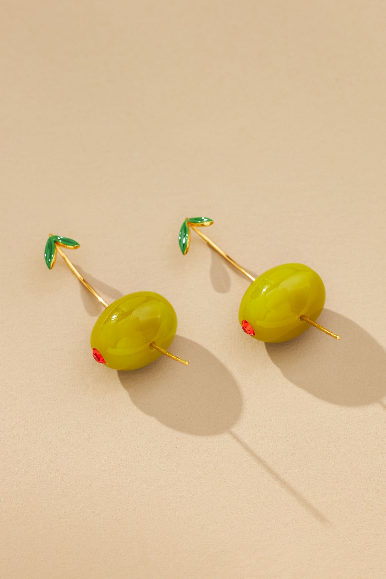Fruit & Icon Drop Earrings - Olive, Standard, One Size