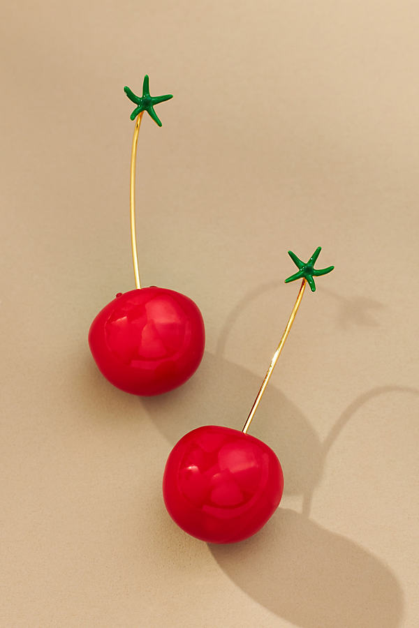By Anthropologie Fruit Drop Earrings In Red