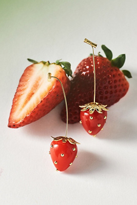 By Anthropologie Fruit Drop Earrings In Red