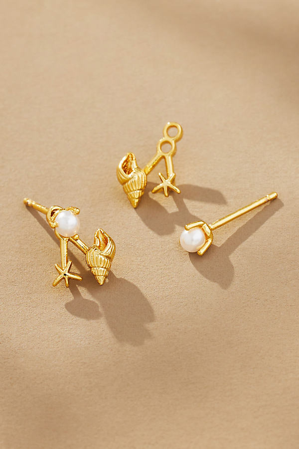 Shop By Anthropologie Mini Sea Icon Post Earrings In Gold