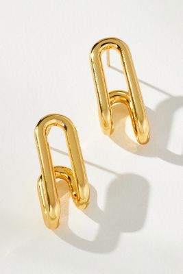Shop By Anthropologie Double Piped Metal Earrings In Gold