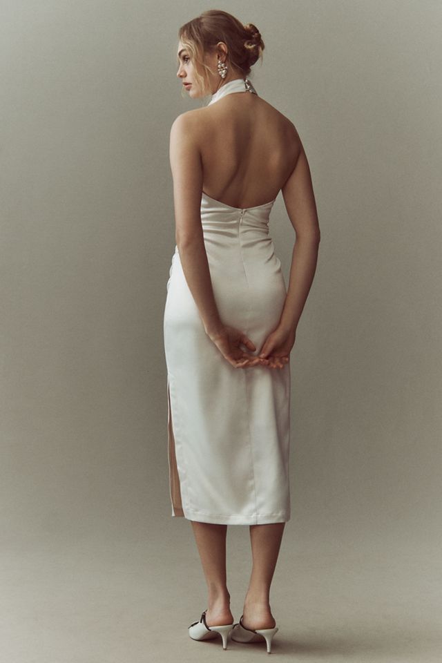 BHLDN Halter Satin Column Midi Dress #2