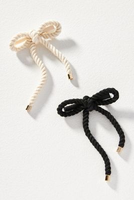 Shop By Anthropologie Rope Hair Bows, Set Of 2 In Black