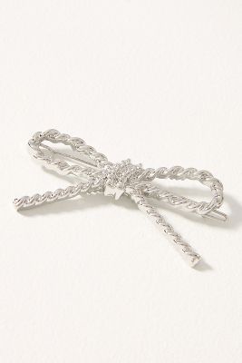 By Anthropologie Mini Bow Barrette In Silver