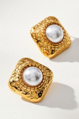 Shop Cendré Maggie Pearl Post Earrings In Gold