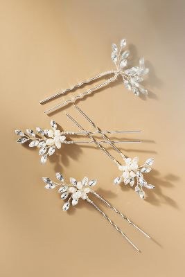 Brides And Hairpins Agapi Bobby Pins, Set Of 4 In Silver