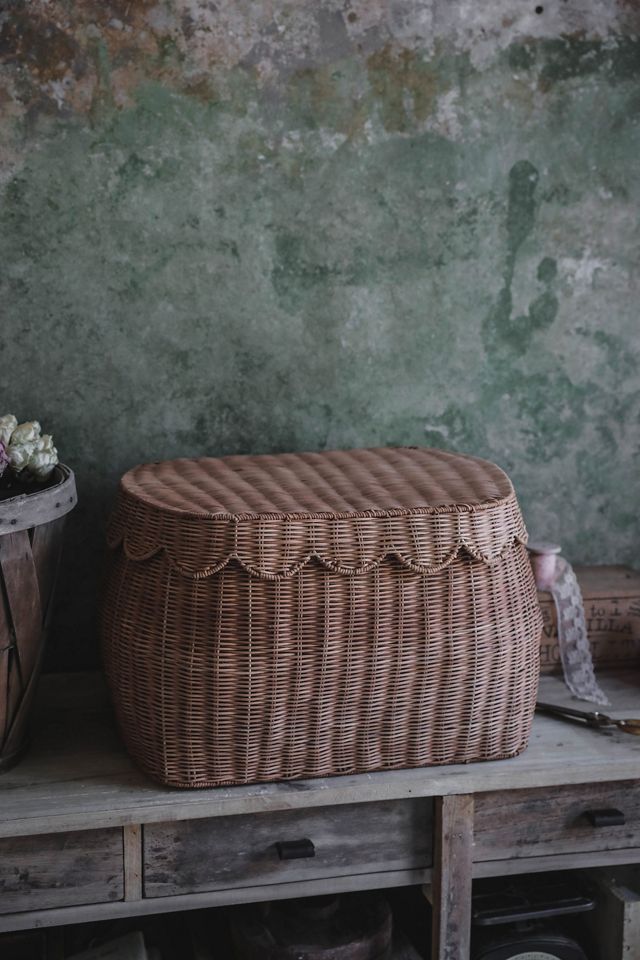 Connected Goods Sage Scalloped Storage Basket with Lid #1