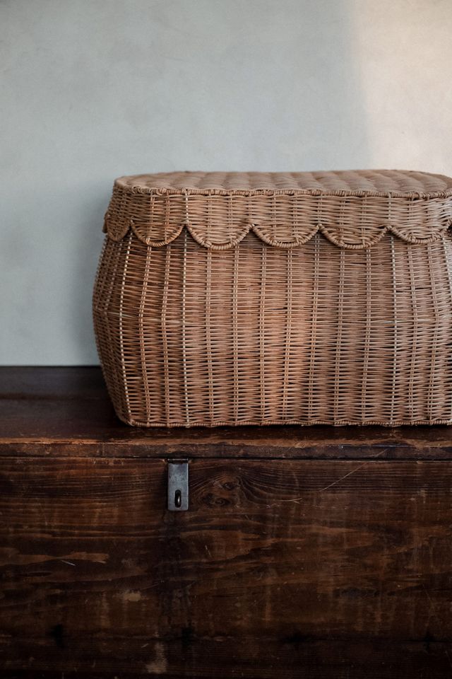 Connected Goods Sage Scalloped Storage Basket with Lid #2