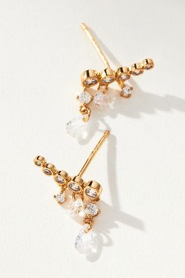 By Anthropologie Mixed Crystal Ear Climber Earrings In Gold