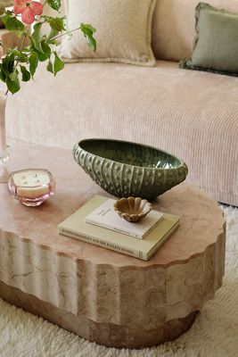 Jolie Oval 44"  Marble Coffee Table