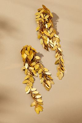Shop By Anthropologie Leafy Metal Drop Earrings In Gold