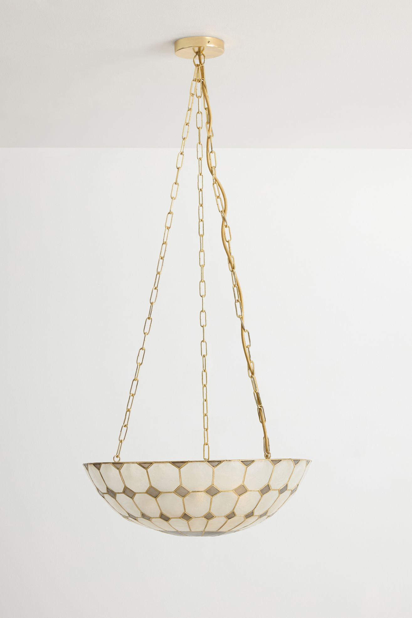 Lila Capiz Uplit Pendant - Grey/White, One Size