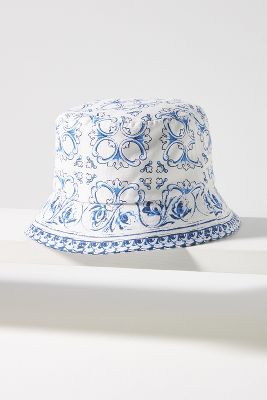 Shop Coney Island Picnic Tile Print Bucket Hat In Blue