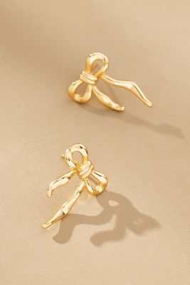 Shop By Anthropologie Gold-plated Thick Bow Stud Earrings