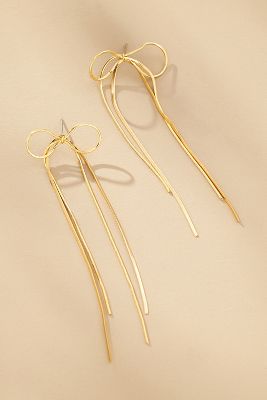 Shop By Anthropologie Slinky Metal Bow Drop Earrings In Gold