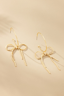 Dainty Gold Bow Hoop Earrings – Lightweight Bow Knot Earrings For Women, Trendy Jewelry Gift For Birthday & Mother’s Day