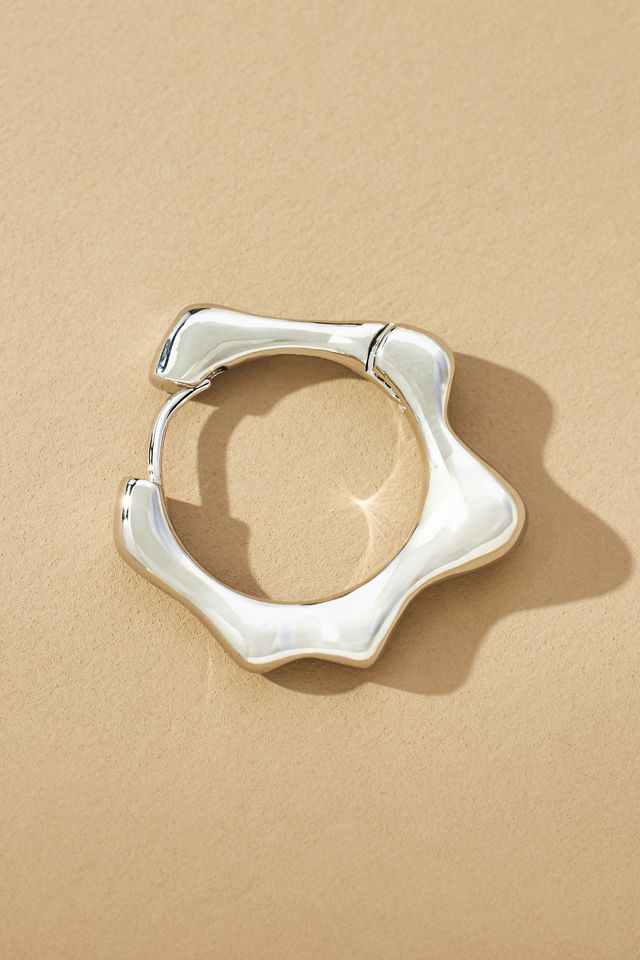 Small Abstract Molten Huggie Hoop Earrings #1