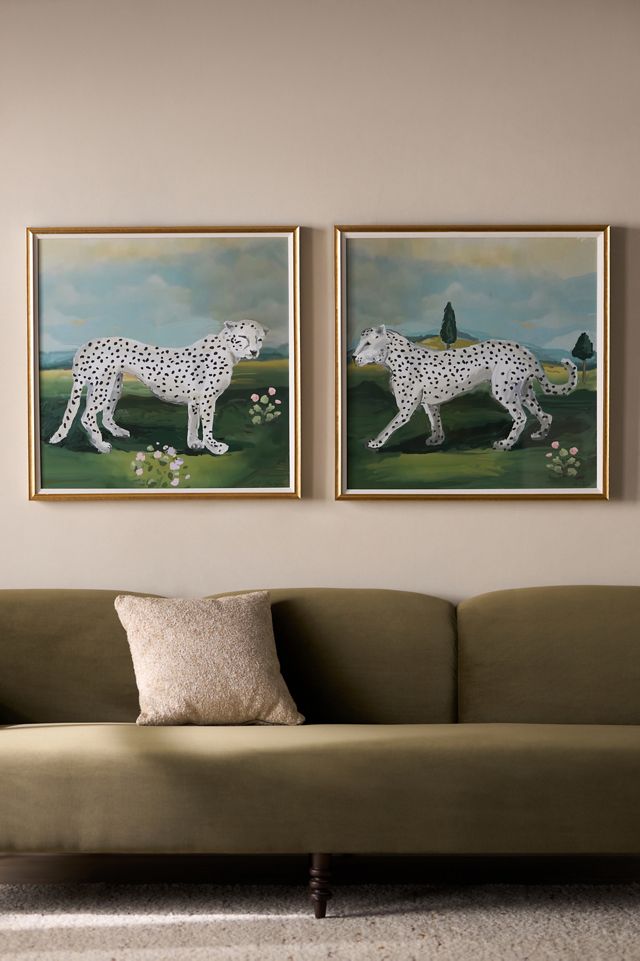 White Leopard Walking Wall Art #2