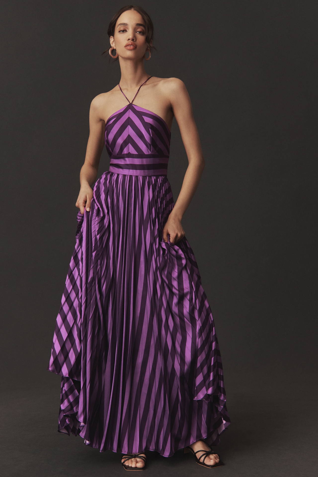 Hutch Dolly Halter Pleated Maxi Dress