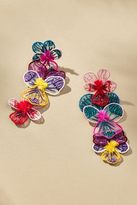Shop Mignonne Gavigan Rehana Linear Flower Drop Earrings In Purple