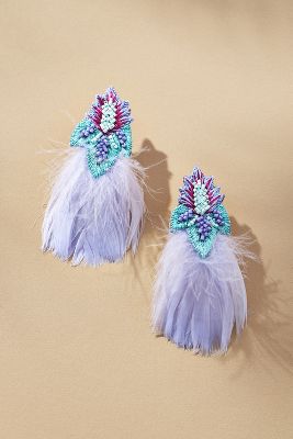 Mignonne Gavigan Issa Feather Drop Earrings In Purple