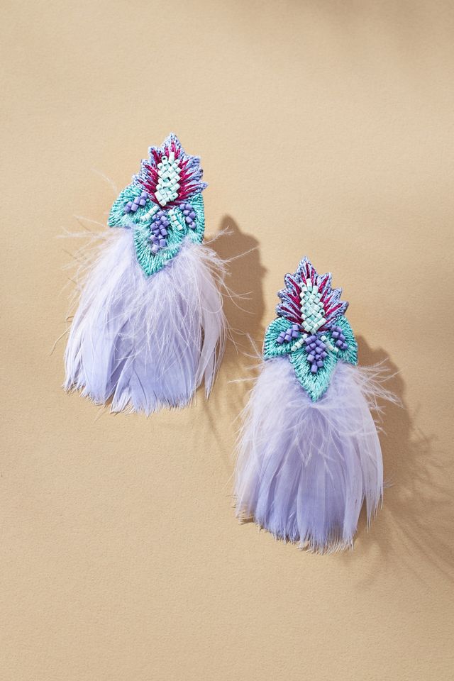 Mignonne Gavigan Issa Feather Drop Earrings | Anthropologie display picture 3