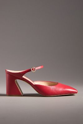 By Anthropologie Square-toe Mule Heels In Red