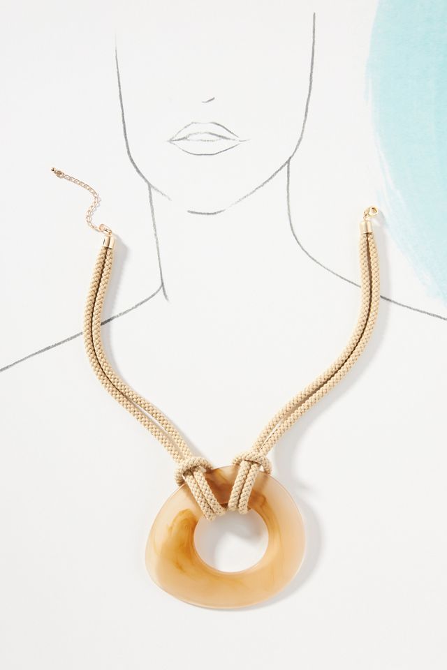 Resin Pendant Cord Necklace #3