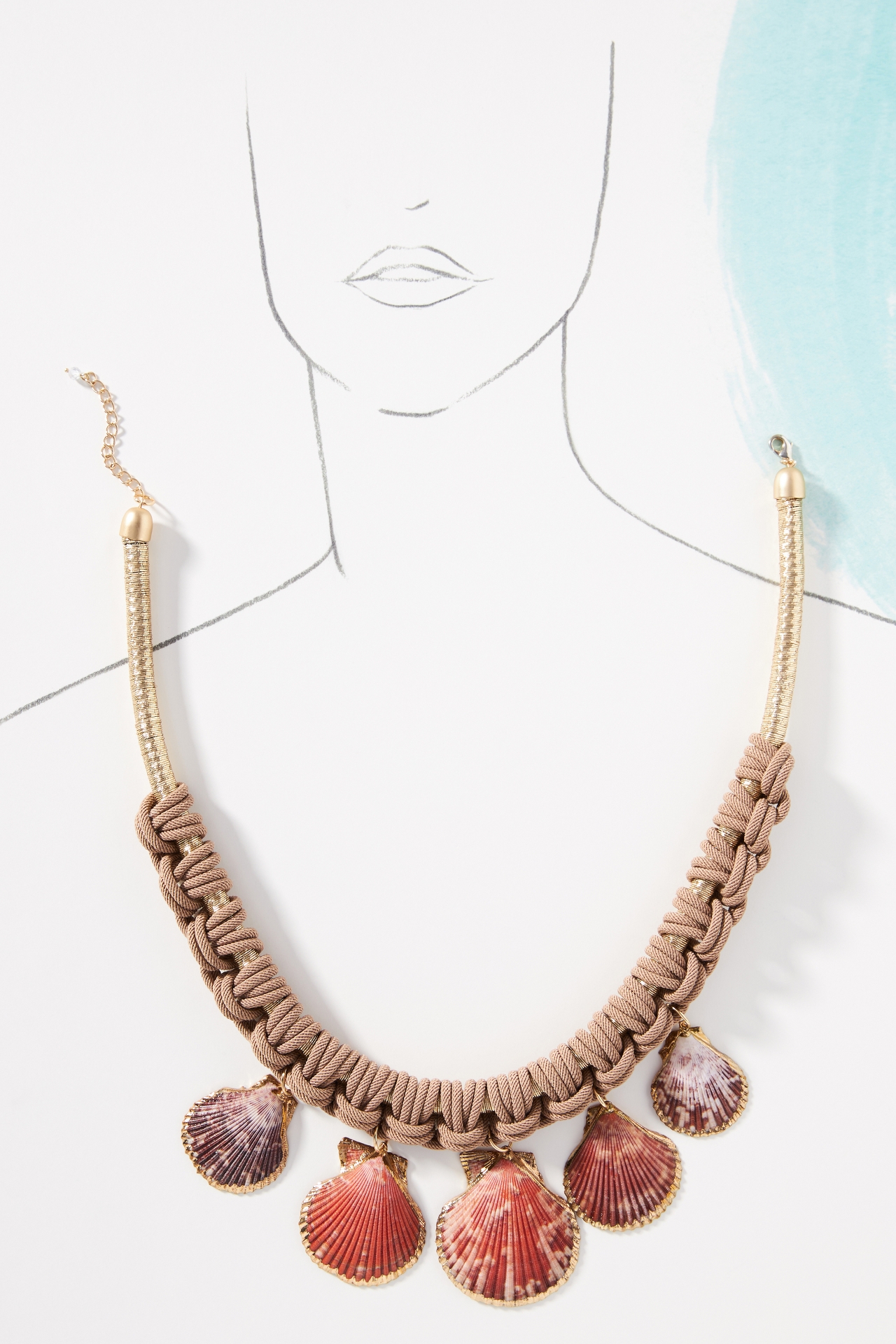 Shell Pendant Knotted Collar Necklace